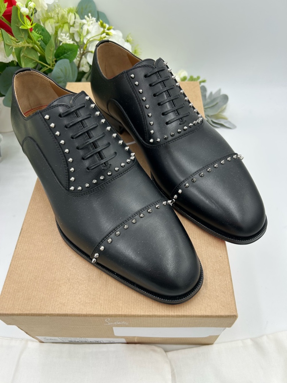 Men's Christian Louboutin CLOOCLOO spiked Leather, Oxford's size 43 made Italy - Picture 3 of 10